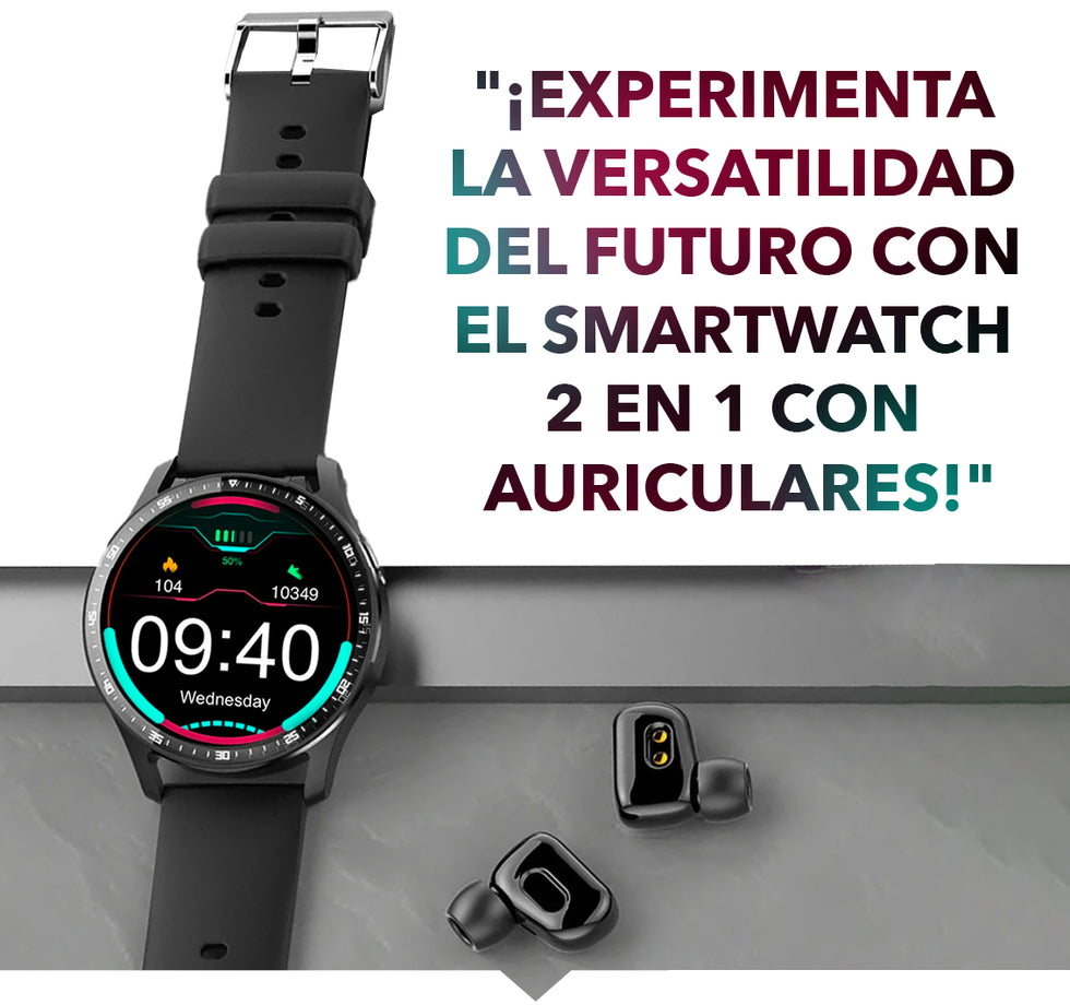 Reloj inteligente 2 en 1 con auriculares