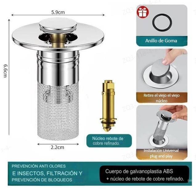 Filtro de Desagüe de Piso de Acero Inoxidable para Aislar Olores y Prevenir Cucarachas